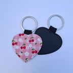 Cherry Bloom Picnic Heart Keychain