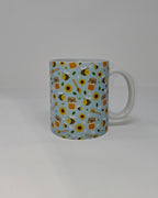 Blue Bee Mug and Circular Coaster Set