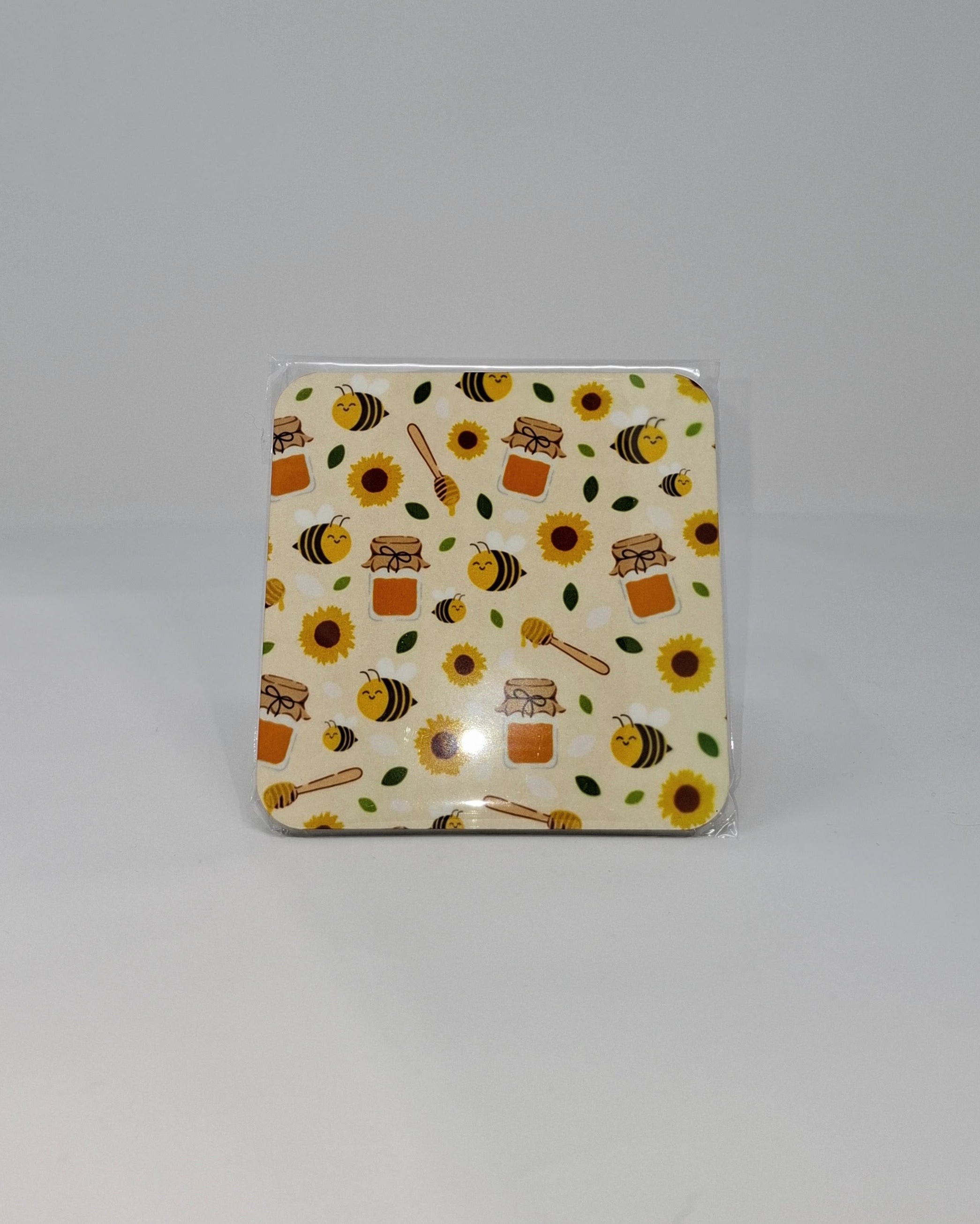 Yellow Bee Square Coaster