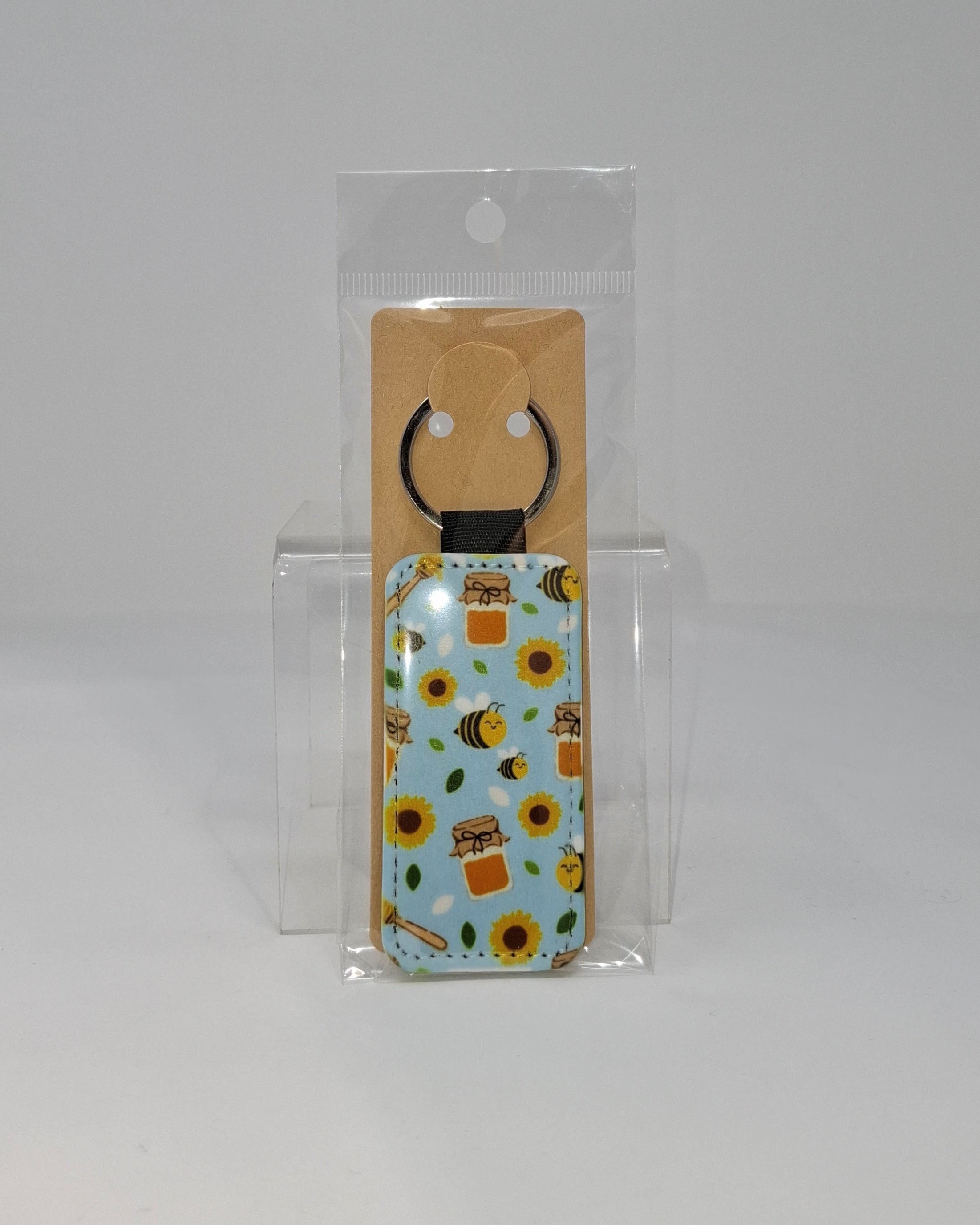 Blue Bee Rectangular Keychain