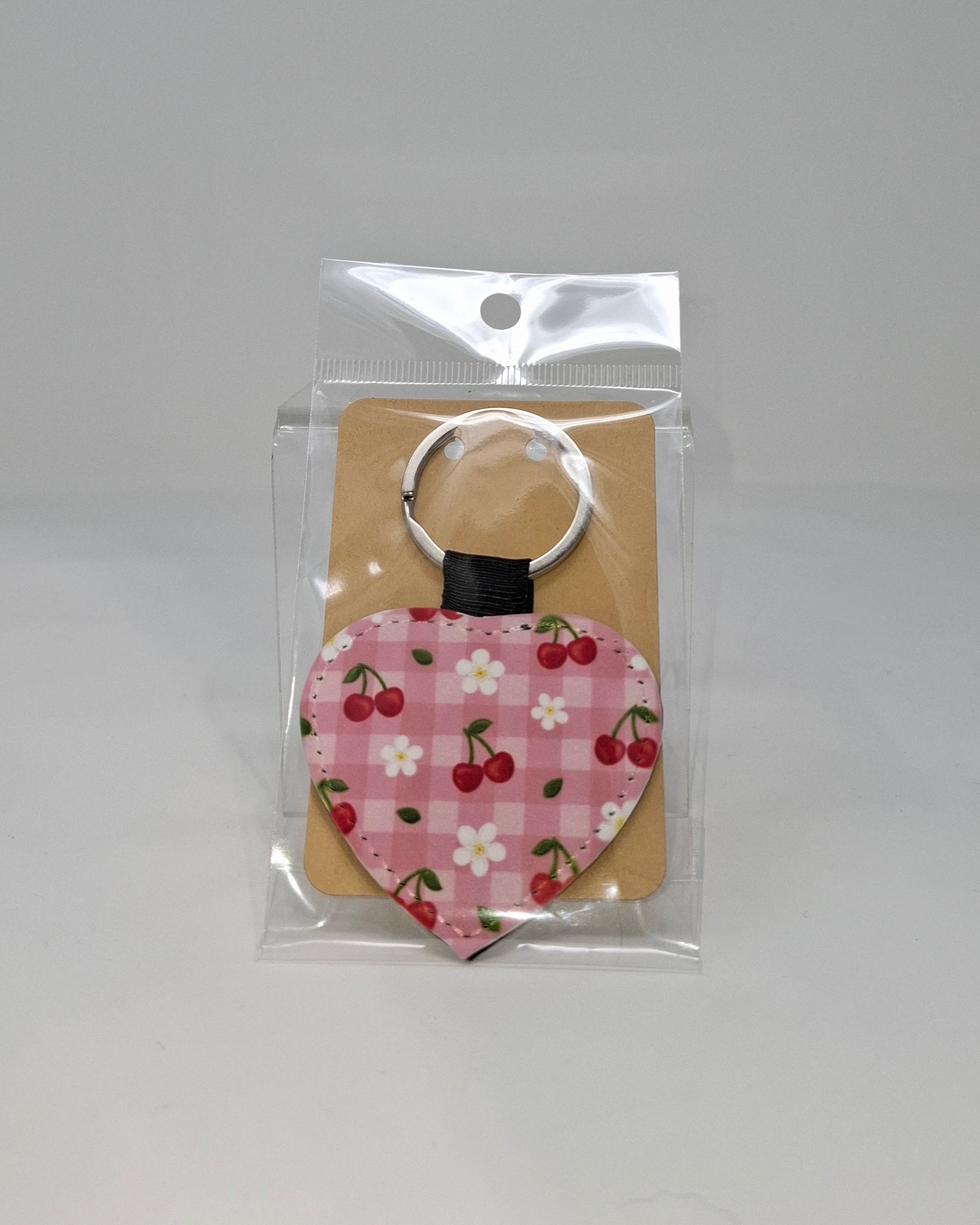 Cherry Bloom Picnic Heart Keychain