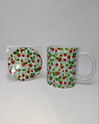 Strawberry Mug and Circular Coaster Set