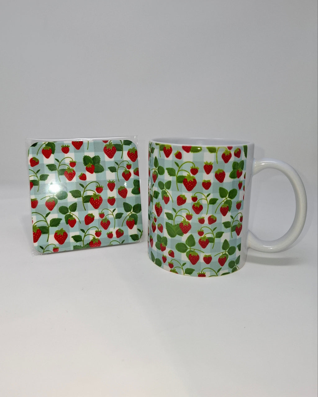 Strawberry Mug and Square Coaster Set