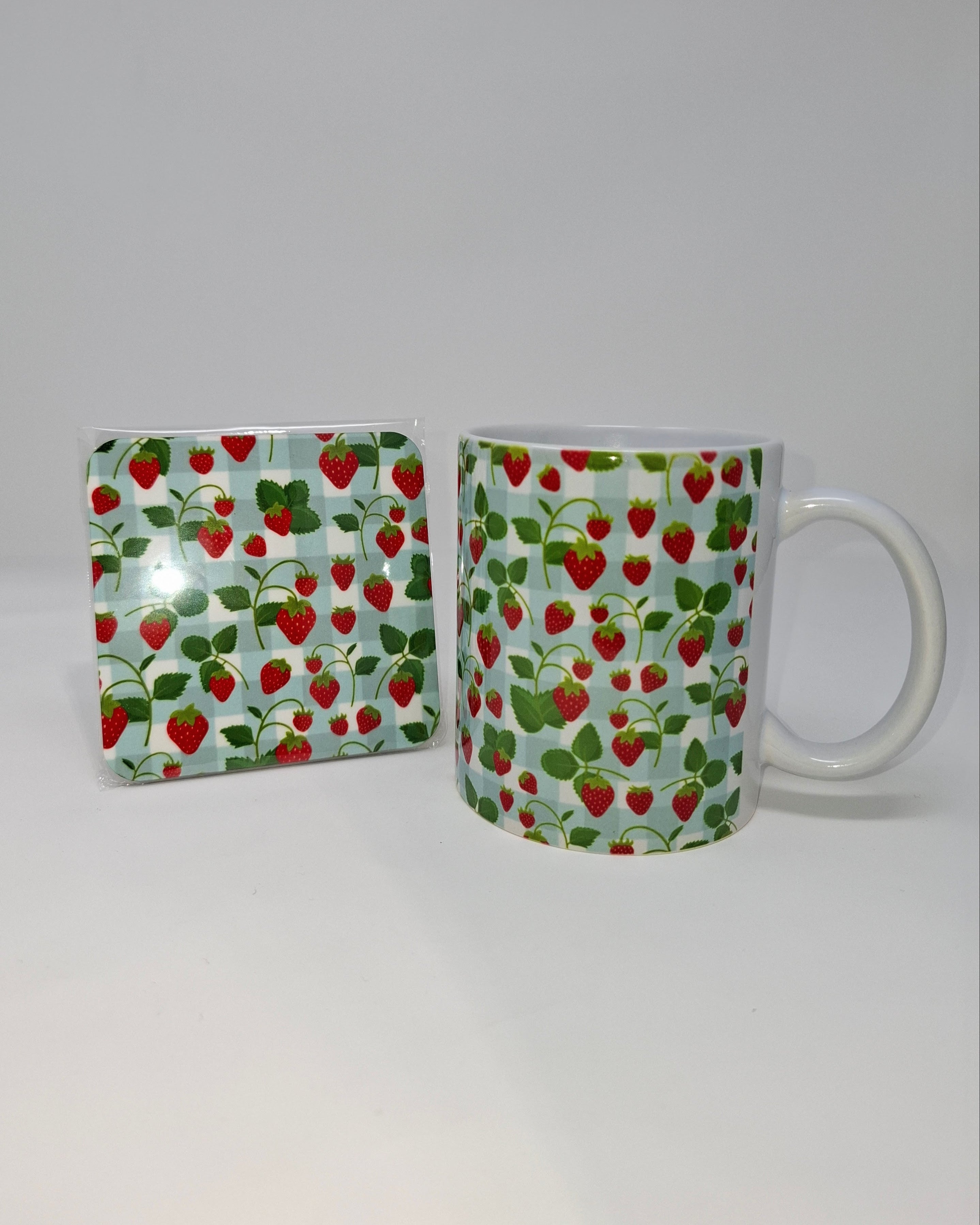 Strawberry Mug and Square Coaster Set