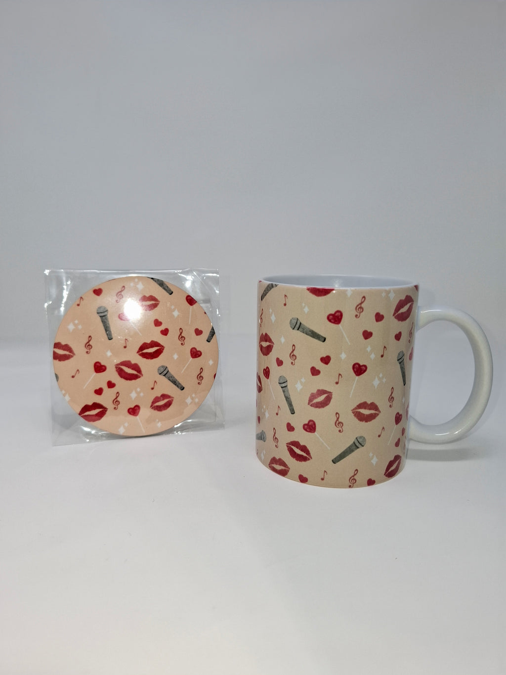 Singer Mug and Circular Coaster Set