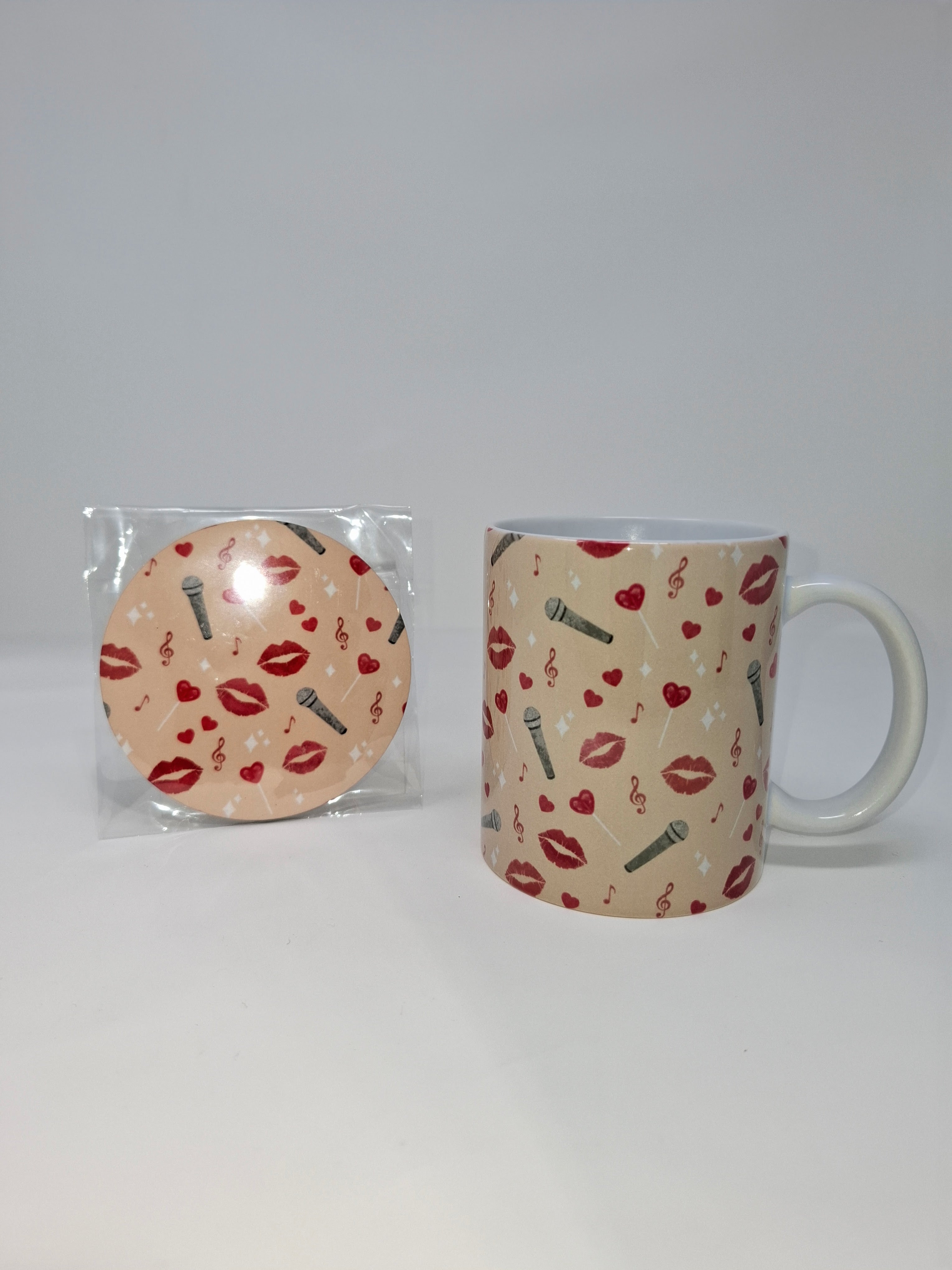 Singer Mug and Circular Coaster Set