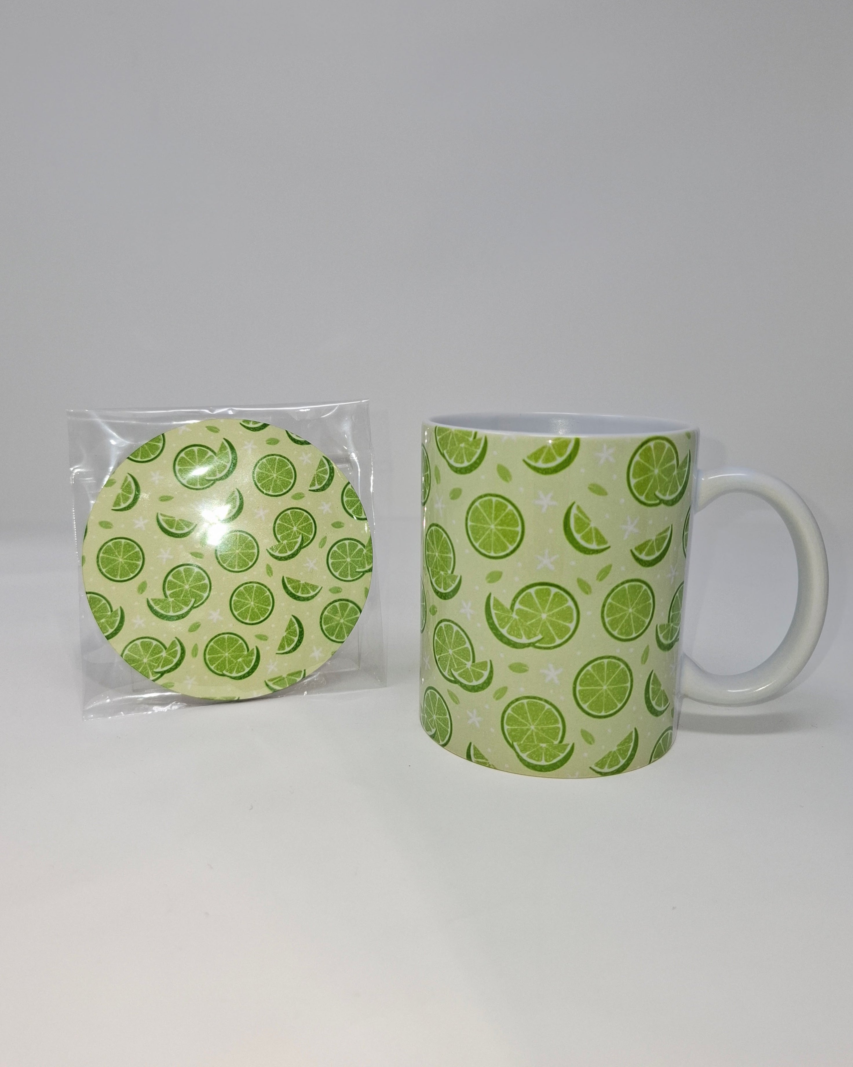 Lime Mug and Circular Coaster Set