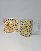 Yellow Bee Mug and Square Coaster Set