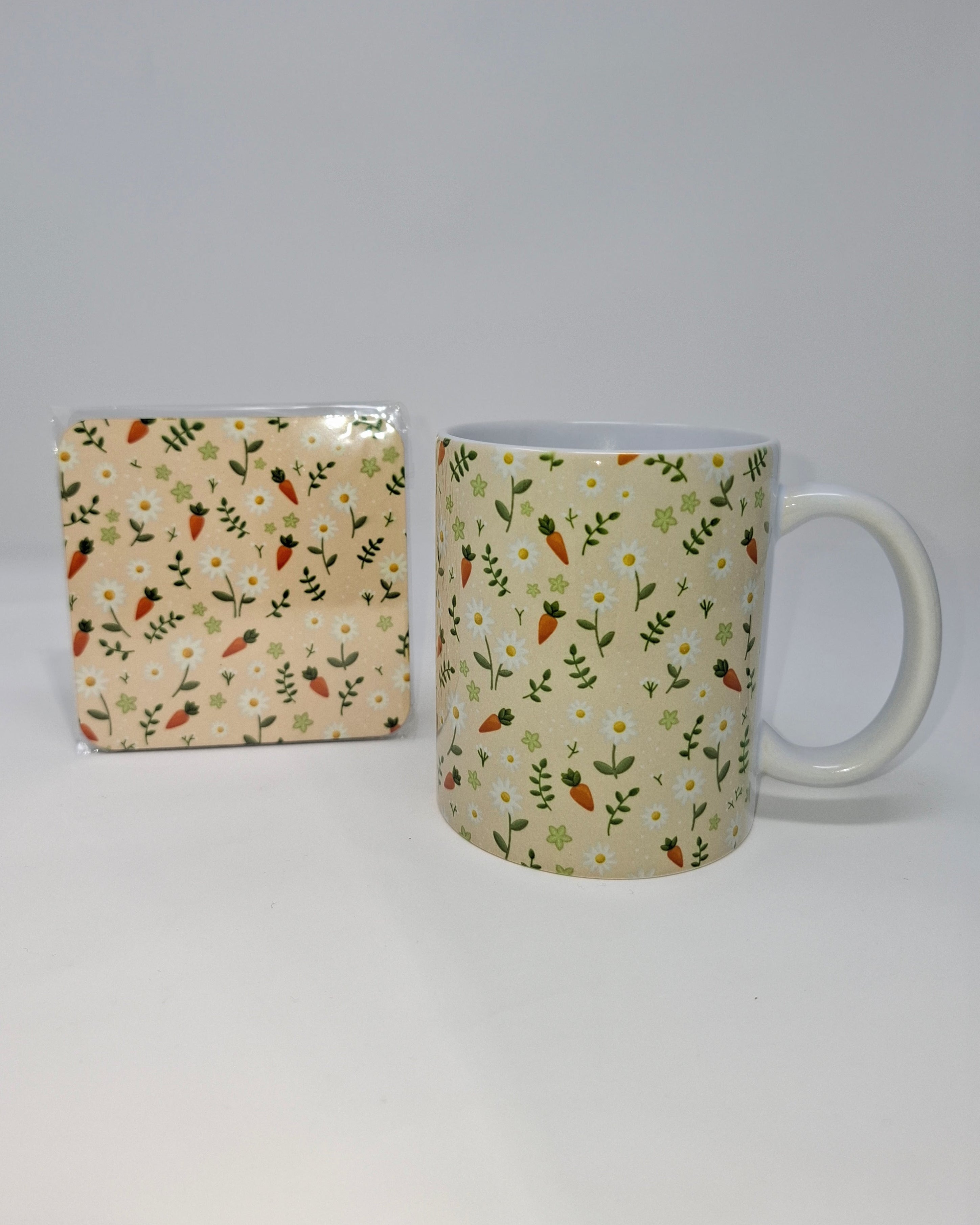 Carrot Mug and Square Coaster Set