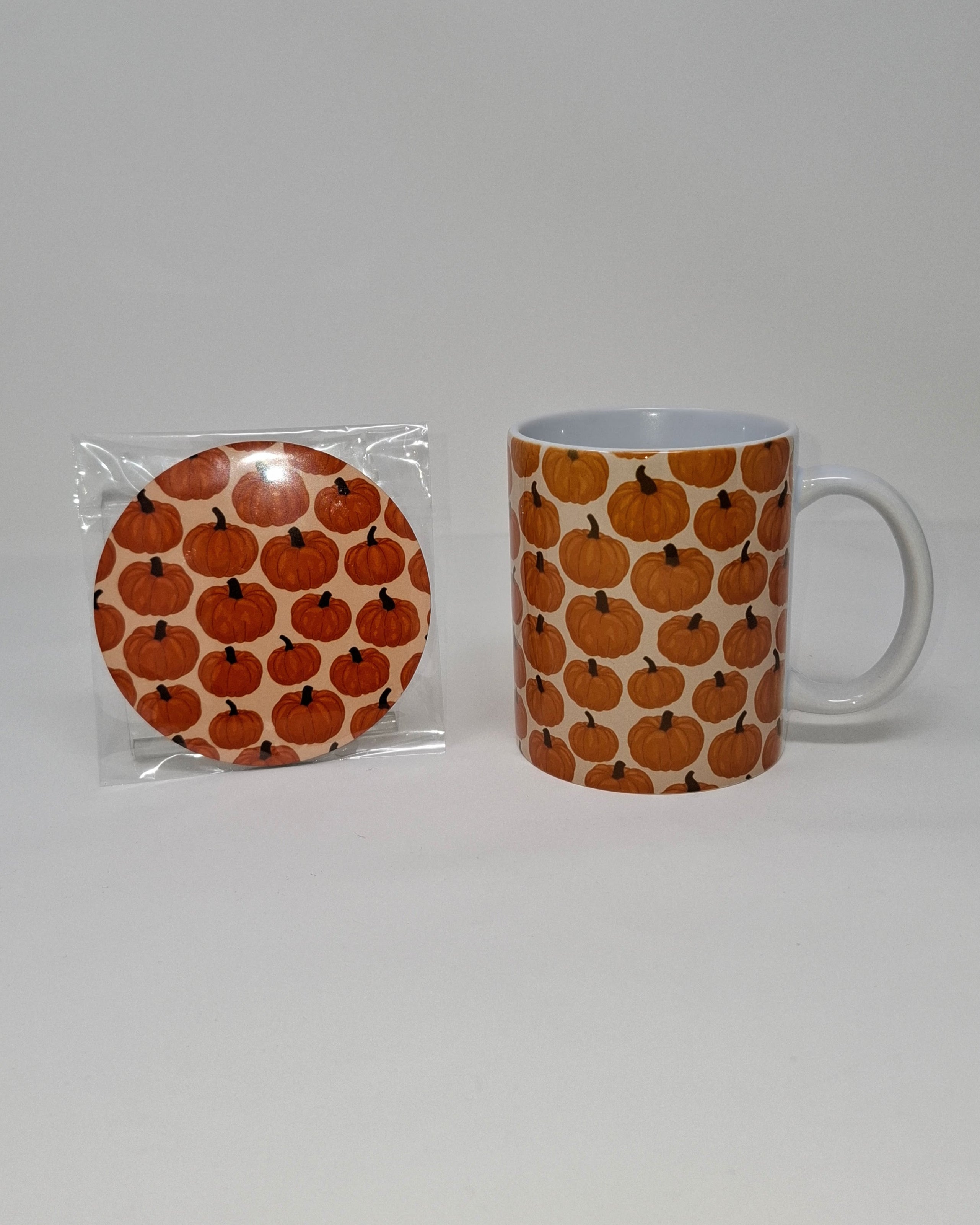 Pumpkin Mug and Circular Coaster Set