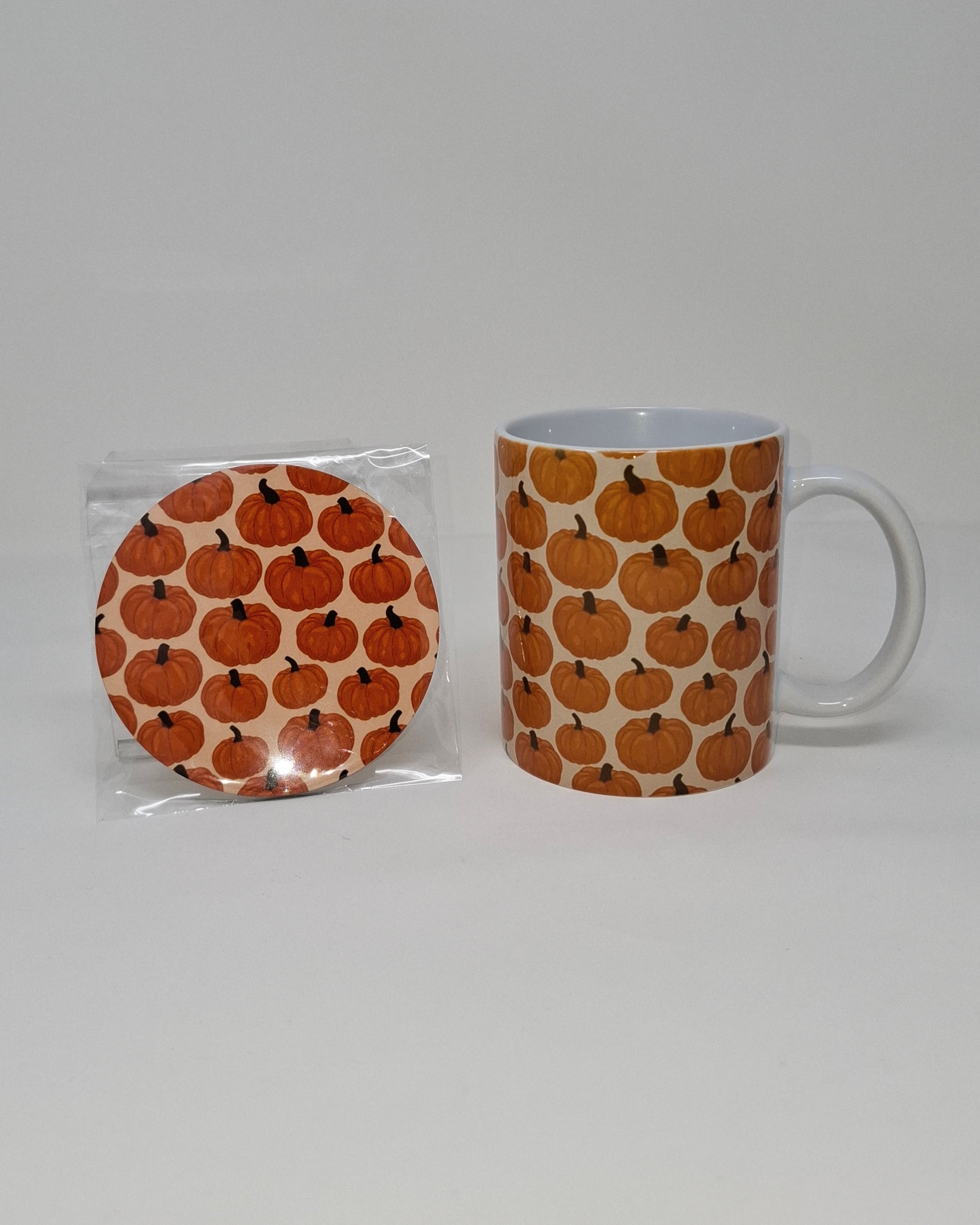 Pumpkin Mug and Circular Coaster Set