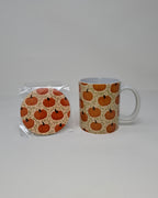 Pumpkin with Vines Mug and Circular Coaster Set