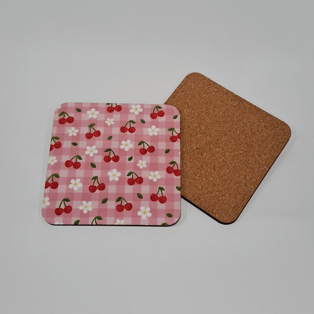 Cherry Bloom Picnic Mug and Square Coaster Set