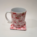 Cherry Bloom Picnic Mug and Square Coaster Set