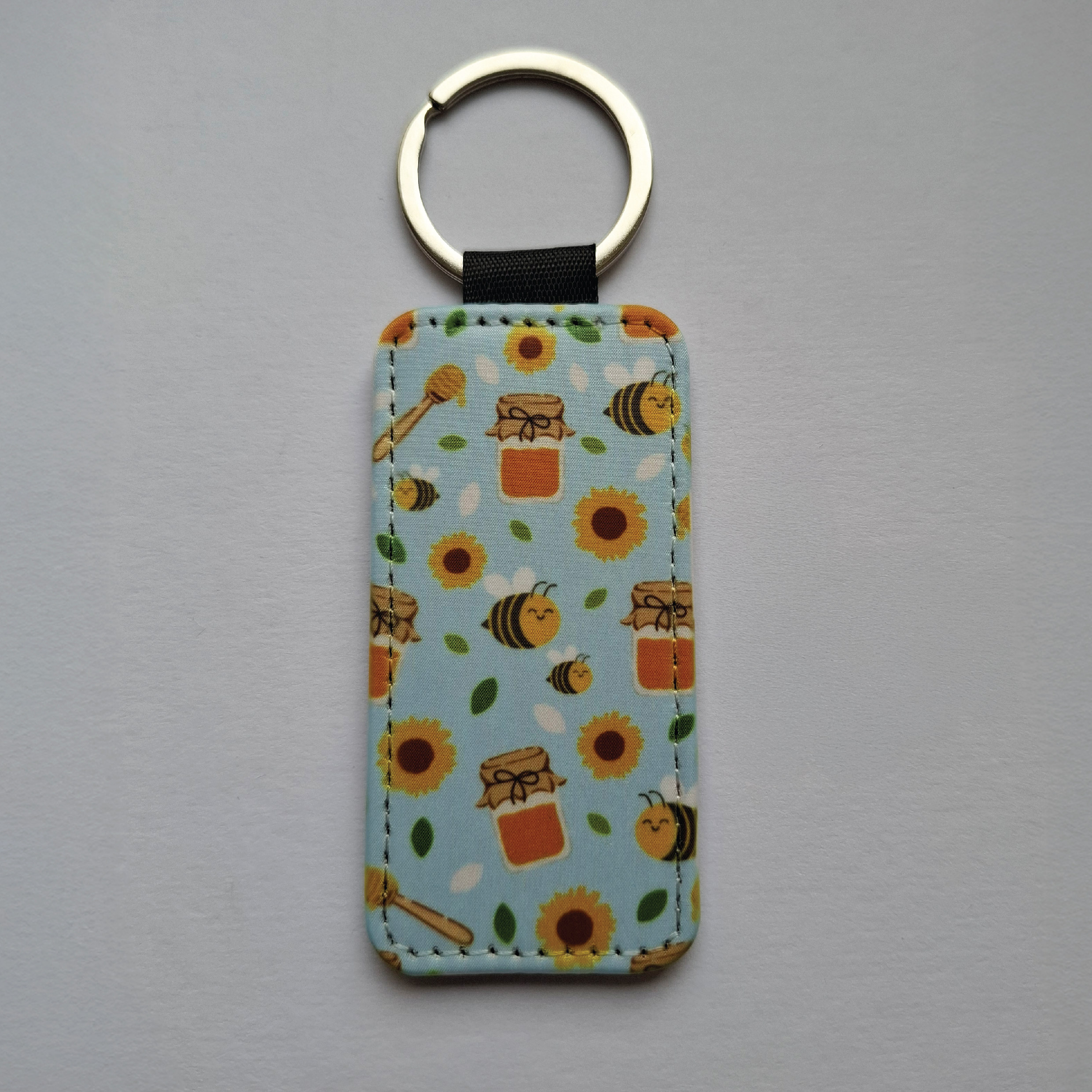 Blue Bee Rectangular Keychain