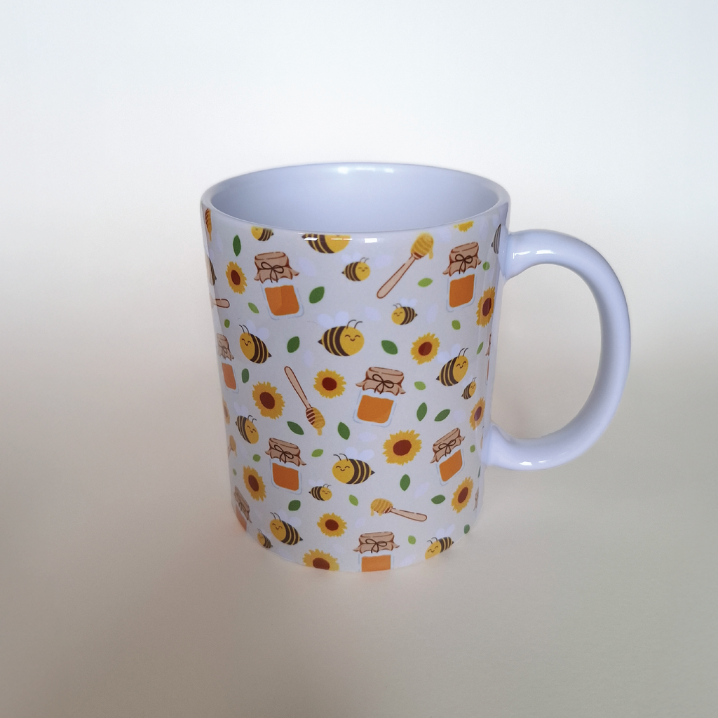 Yellow Bee Mug and Square Coaster Set
