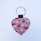 Cherry Bloom Picnic Heart Keychain