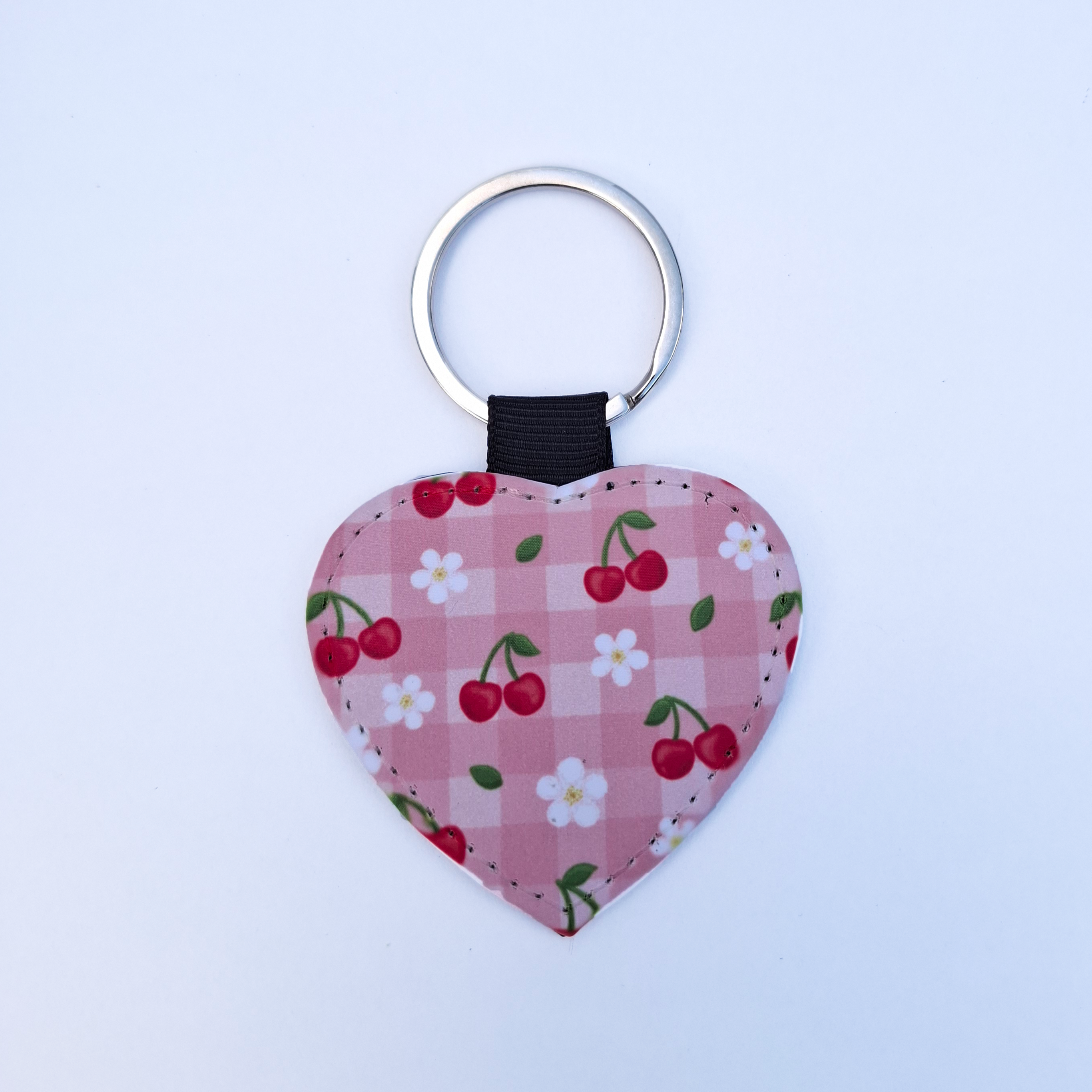 Cherry Bloom Picnic Heart Keychain